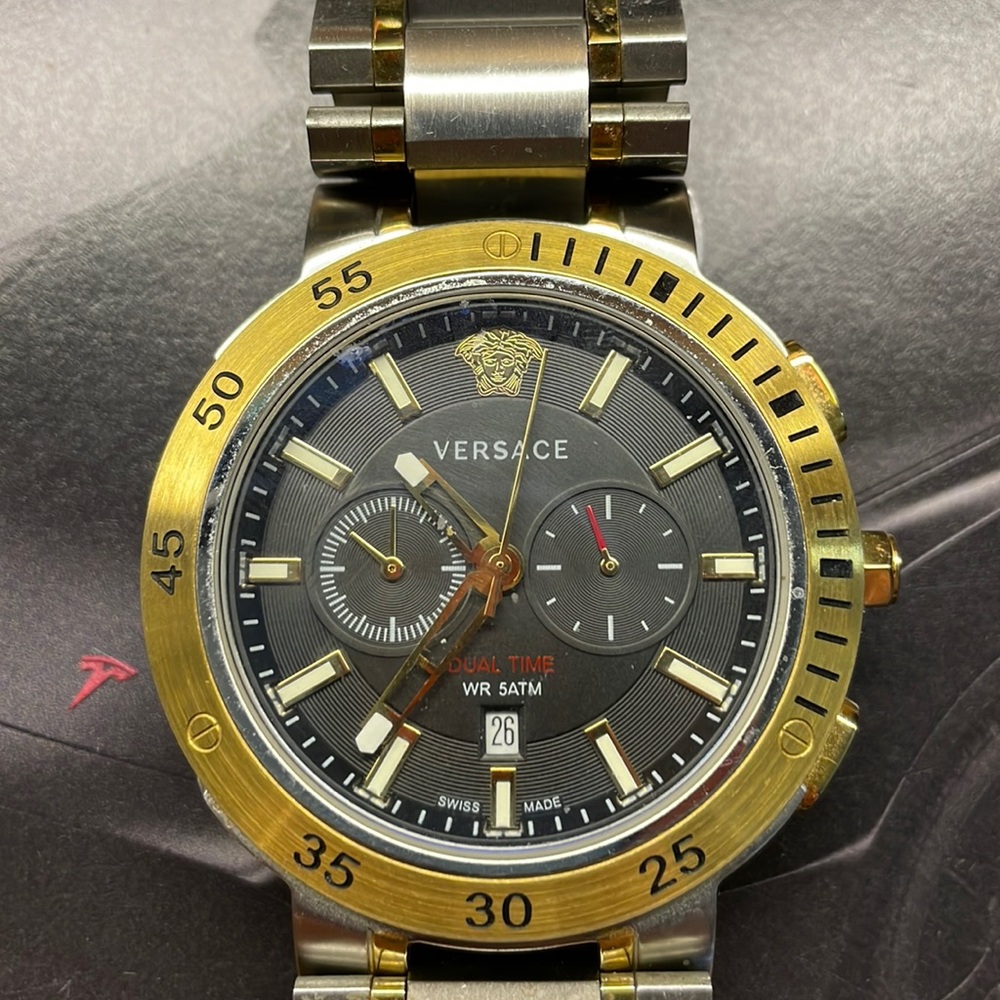 Versace dual time watch.